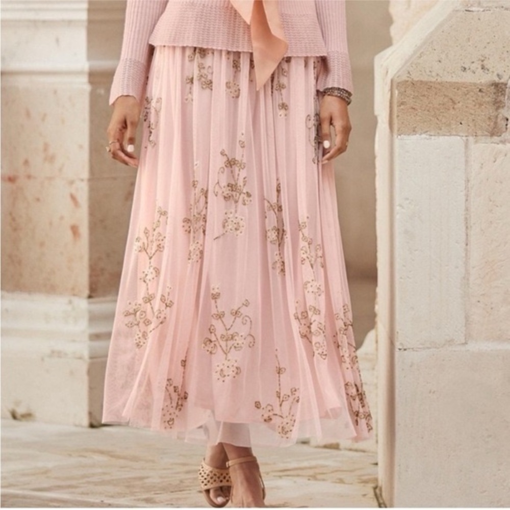 Sundance Garbo Tulle Floral Embroidered Beaded Skirt
